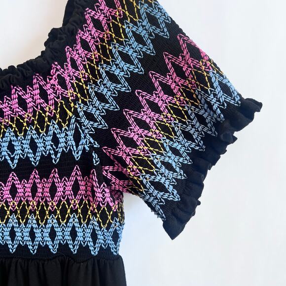 TORRID BLACK EMBROIDERED JESERY OFF SHOULDER SKATER DRESS BLACK SIZE 2 - Picture 5 of 12